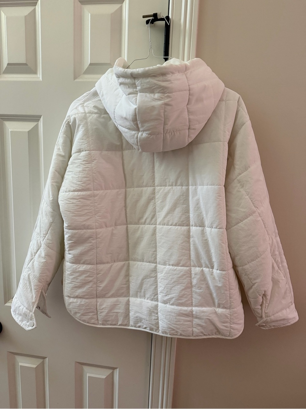 Women’s White Quilted Hooded Pullover Jacket - Picture 2 of 4